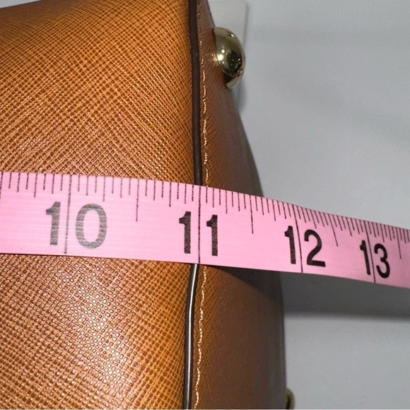 Michael Kors MK Tote Bag Jet Set Large Leather Pocket Color Luggage - Picture 14 of 16